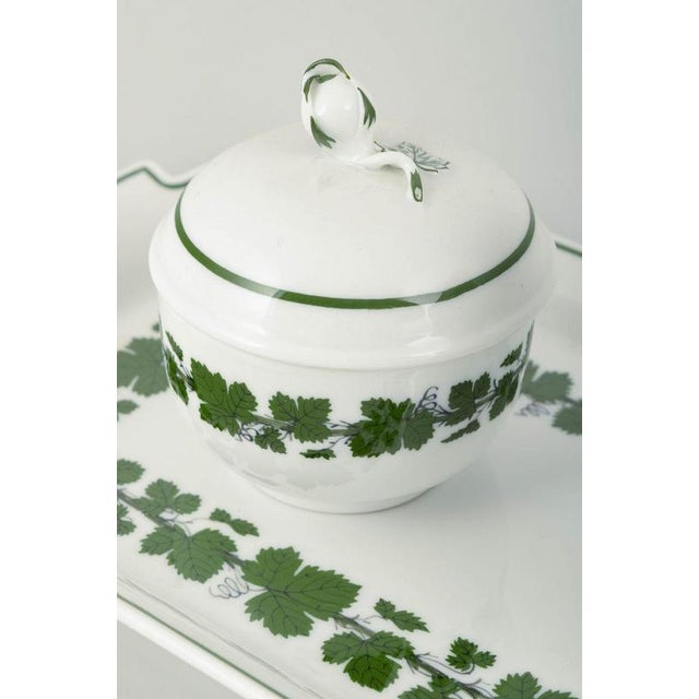 Porcelain Vine-Leaf Pattern Tray with Cream Jug and Sugar Bowl from Meissen, Set of 3 For Sale - Image 3 of 5