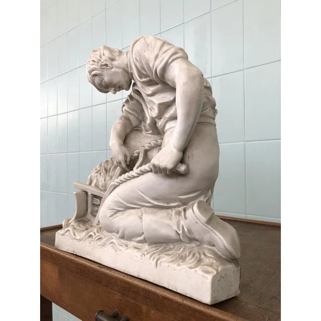 White Decorative Enamelled Plaster Sculpture of a Farmer, 1930s For Sale - Image 8 of 11