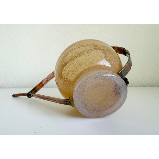 Italian Copper, Blown Glass, & Rattan Watering Can For Sale - Image 10 of 10