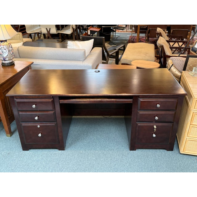 E. Pedersen & Søn Pederesen's Furniture Company Executive Desk With Locking Key For Sale - Image 4 of 13