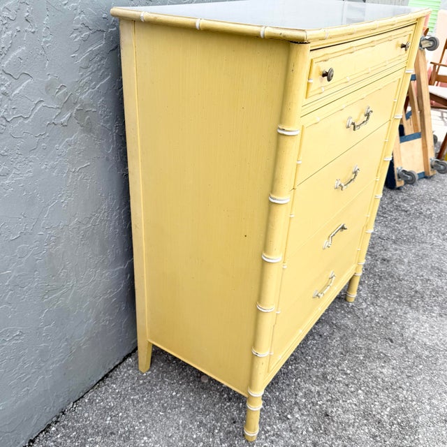 Thomasville Vintage Coastal Faux Bamboo Highboy Dresser by Thomasville For Sale - Image 4 of 12