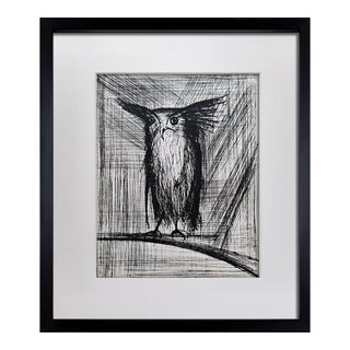 Bernard Buffet Limited Edition Lithograph - Owl - 1959 W/Frame Included For Sale