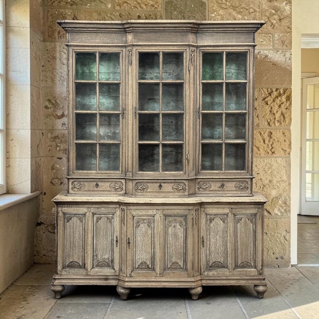 French Early 19th Century Belgian Liégeois Régence Carved Oak Bookcase ~ Bibliotheque For Sale - Image 3 of 18