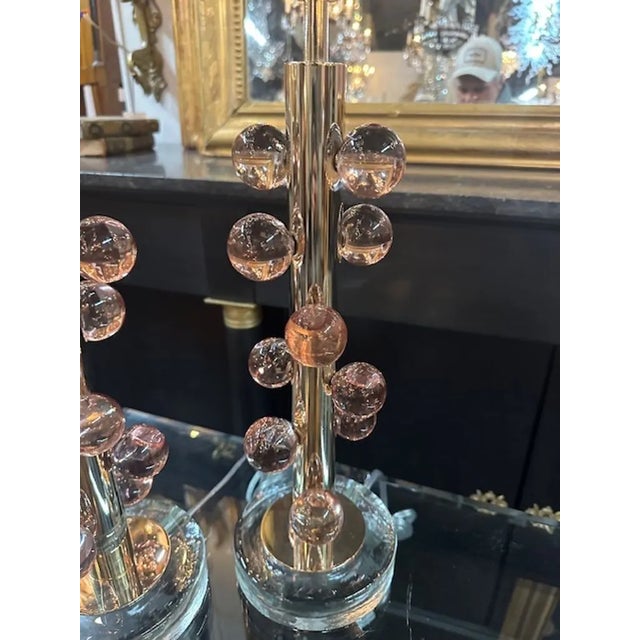 Murano Pink Ball Lamps For Sale - Image 4 of 5