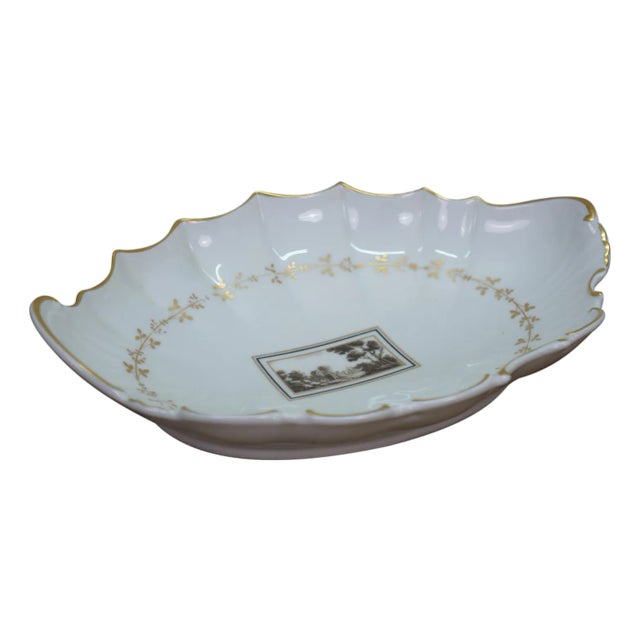 Late 20th Century Italian Richard Ginori Fiesole Scalloped Oval Castle Landscape Serving Platter For Sale