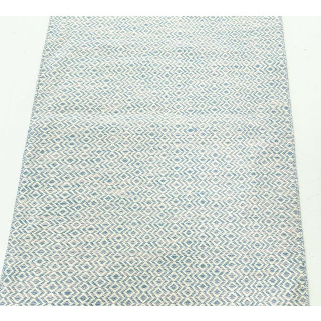 Modern Beige Blue Flat Weave Wool Runner by Doris Leslie Blau For Sale - Image 4 of 7