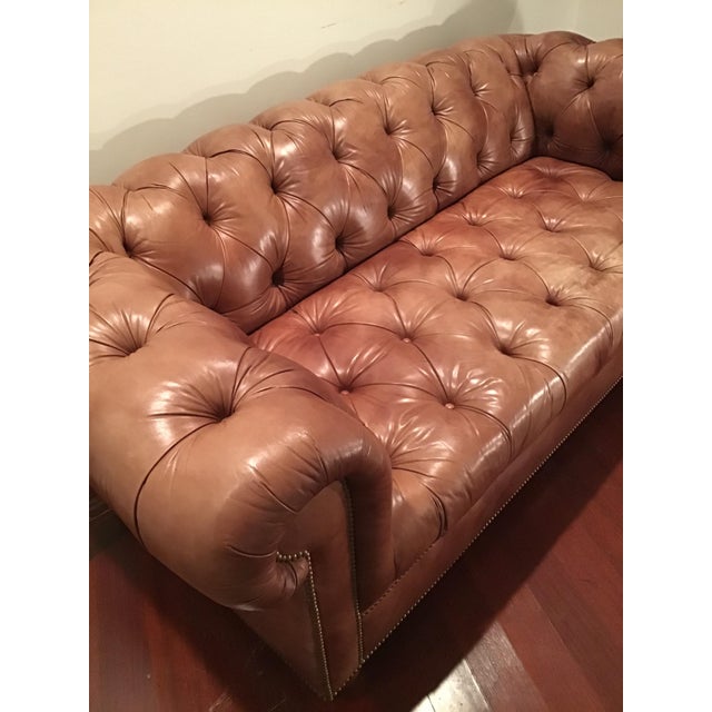 Leather Saddle Colored Chesterfield Sofa Chairish