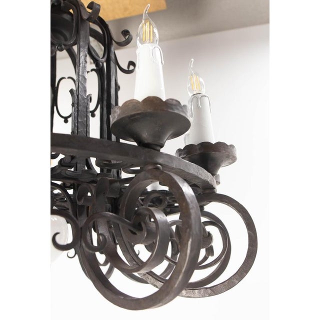 Vintage French Chandelier in Wrought Iron, 1920 For Sale - Image 13 of 15