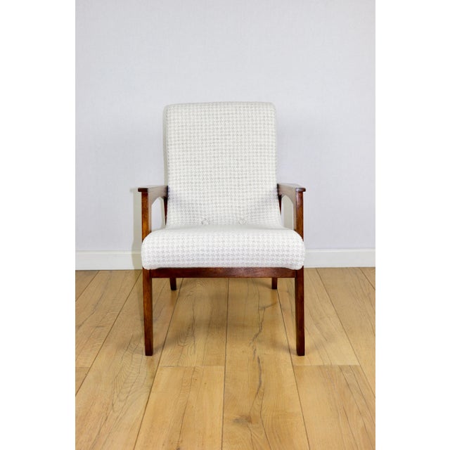 Vintage Loft Armchair with Herringbone Natural Fabric, 1970s For Sale - Image 13 of 14