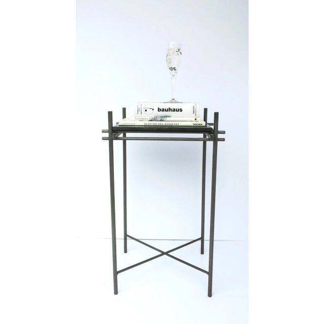 Italian Postmodern Dark Green Marble Top Drinks Side Table For Sale - Image 4 of 13