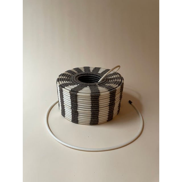 Late 20th Century Late 20th Century Vintage Artist Made Fiber Art Woven Sculpture in Grey and White With Cord For Sale - Image 5 of 8