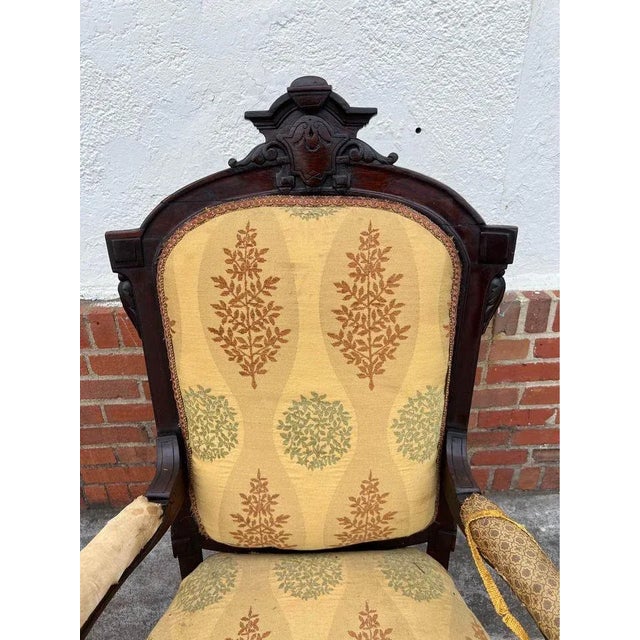 Antique Eastlake Victorian Renaissance Revival Open Armchair. 19th Century For Sale - Image 10 of 12