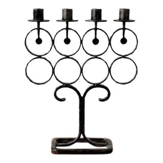 Vintage Bertil Vallien for Boda Smide Cast Iron Candelabra Candle Holder, Sweden 1960s For Sale