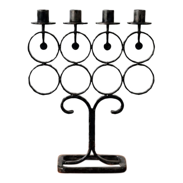 Vintage Bertil Vallien for Boda Smide Cast Iron Candelabra Candle Holder, Sweden 1960s For Sale