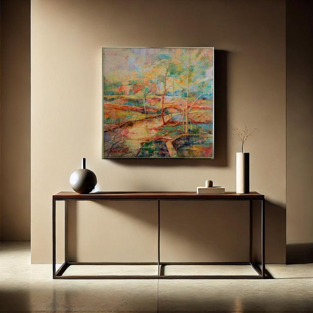 "Golden Dreams" is a captivating contemporary painting by Alfonso Pragliola, where abstract language and natural...
