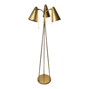 Vintage Midcentury Brass Tri Floor Lamp