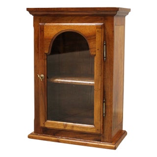 Antique Walnut Wall Display Cabinet For Sale