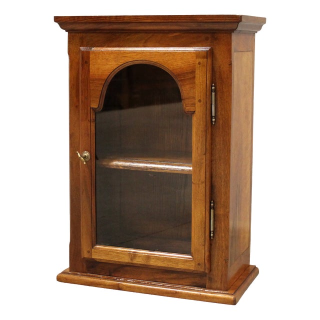 Antique Walnut Wall Display Cabinet For Sale