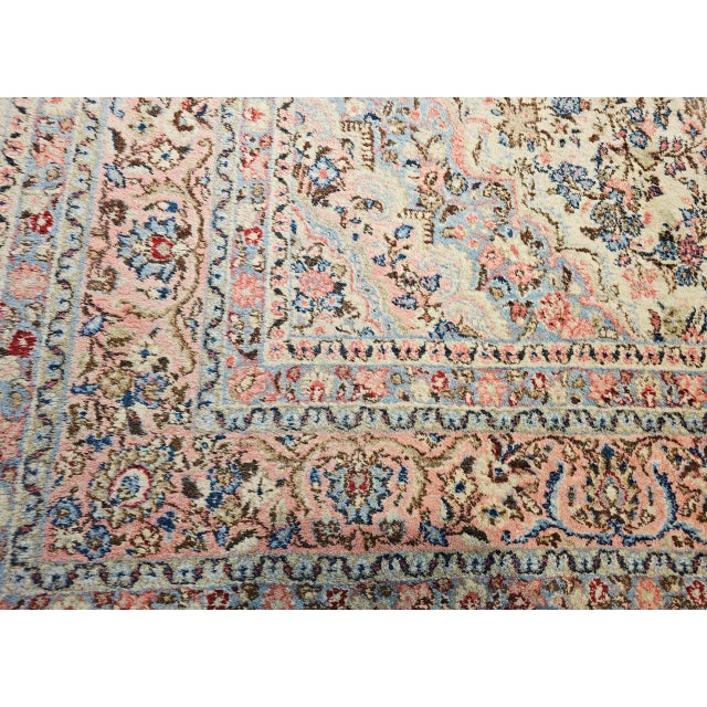 Vintage Oversized Persian Qazvin Area Rug, Hand-Knotted Wool, Floral Medallion, 10x20, Ivory & Blue For Sale - Image 14 of 18