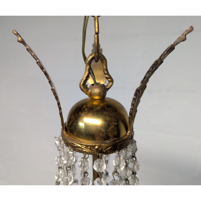 1940's Italian Empire Revival "Sac E Perle" Crystal Basket Chandelier For Sale - Image 9 of 13