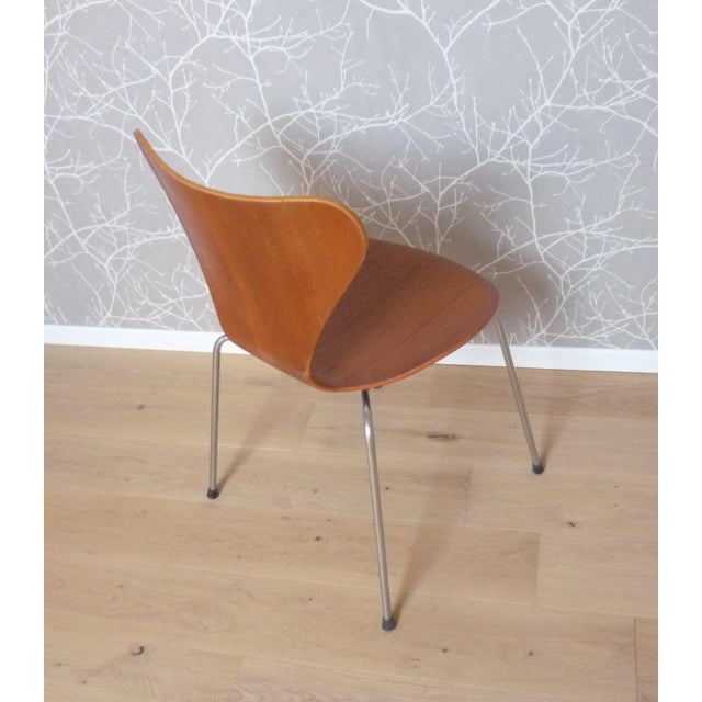 Model 3107 Dining Chair in Teak by Arne Jacobsen for Fritz Hansen, 1967 For Sale - Image 3 of 7