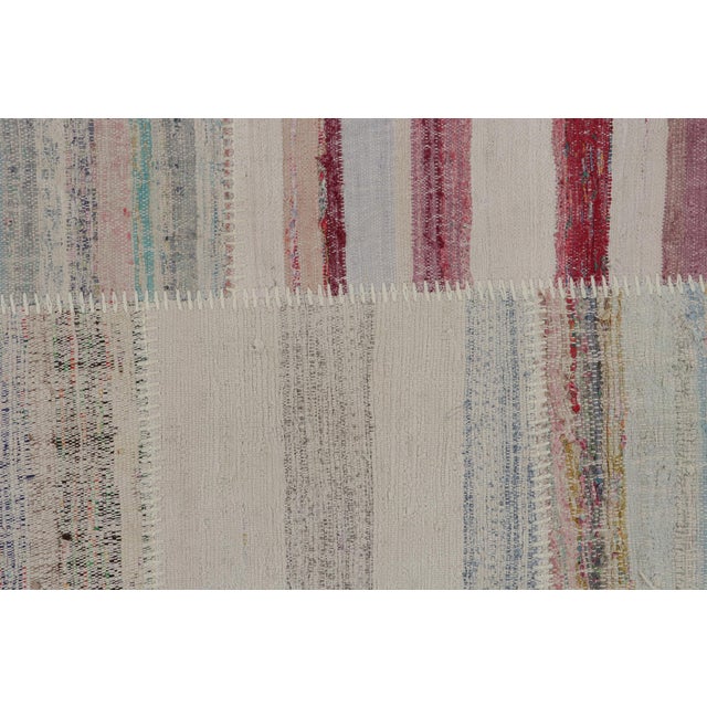 Rug & Kilim’s Patchwork Kilim Square Rug in Polychromatic Stripes