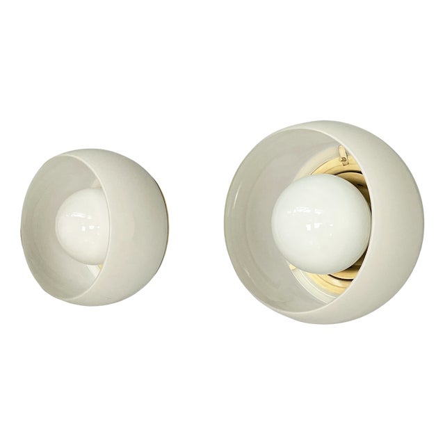 Mid-Century Modern Italian Omega Ceiling Lamps attributed to Vico Magistretti for Artemide, 1970s, Set of 2 For Sale