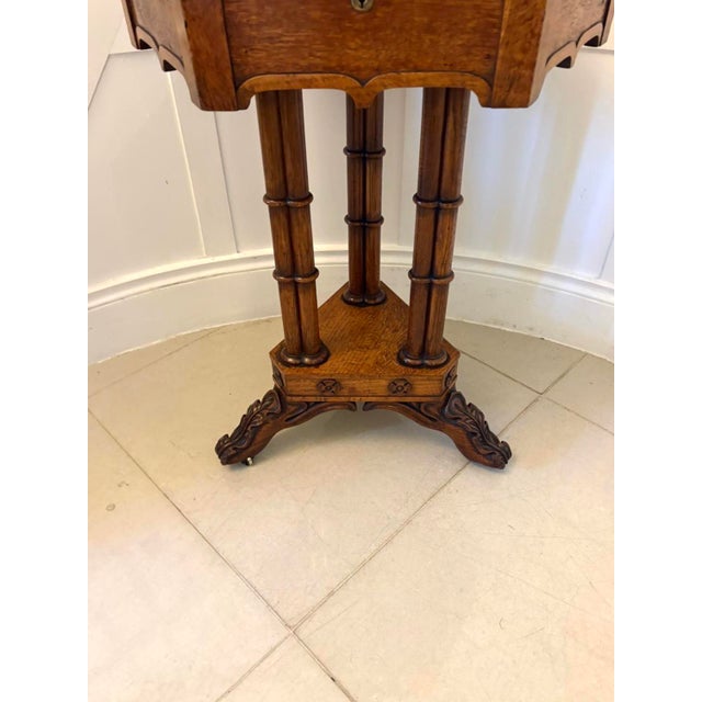 Antique Regency Pollard Oak Lamp Table with Lift Top and Carved Base, 1830s For Sale - Image 12 of 15