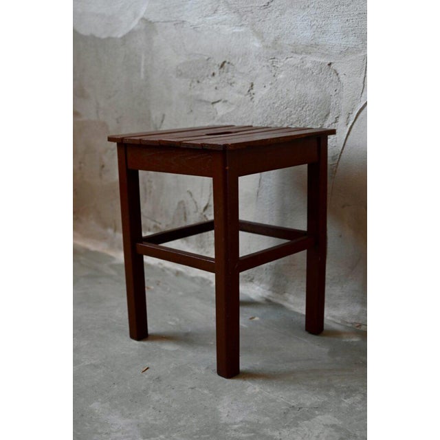 from the first glance, we imagine the busy life of this old stool with patinated brown paint: a minimalist and touching...