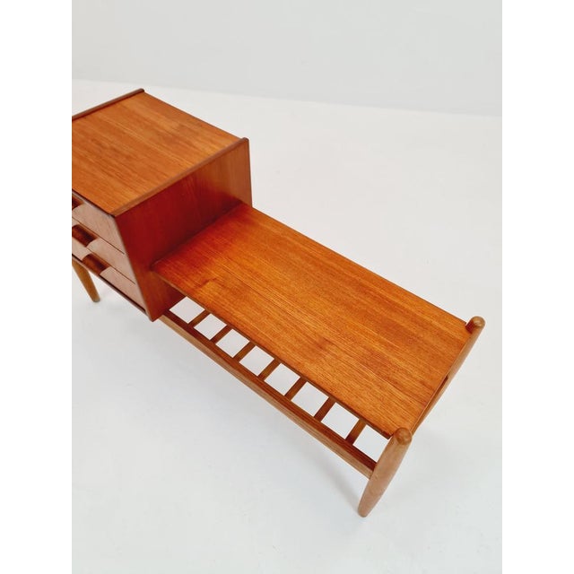 Danish Teak & Oak Telephone Table by Arne Wahl Iversen, 1960s For Sale - Image 9 of 11