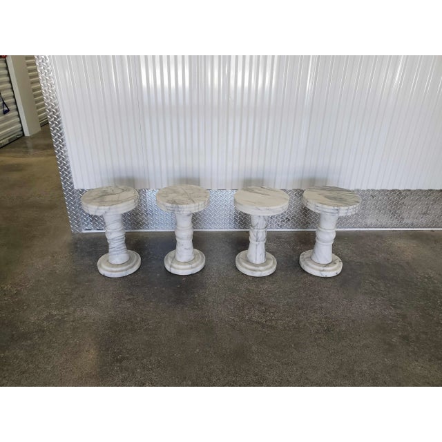 Italian 1960s Vintage Italian Carrera Marble Garden Stools- Set of 4 For Sale - Image 3 of 12