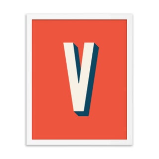 Alphabet Series in Red, Letter V by Pencil & Paper in White Frame, XS Art Print For Sale