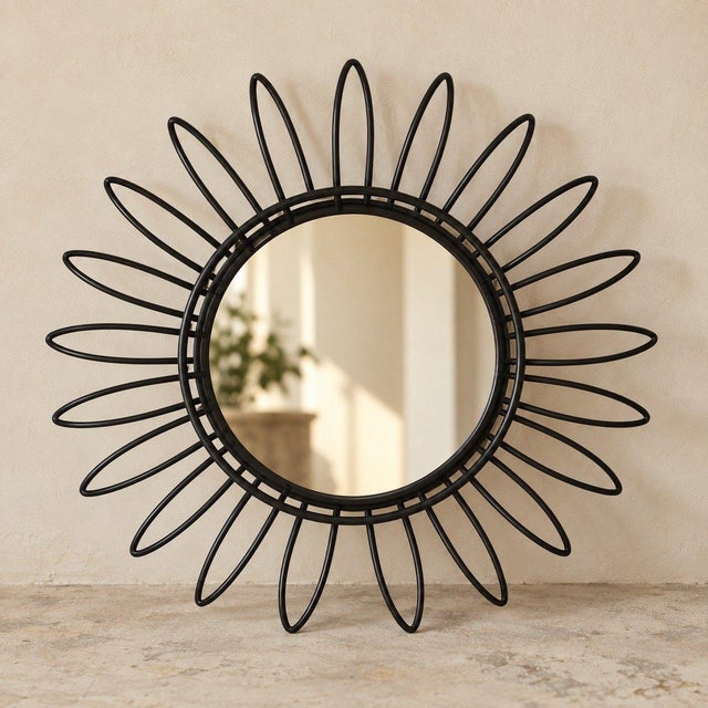 Mid-Century Modern 20th Century MCM Sunburst Metal Accent-Mirror For Sale - Image 3 of 3
