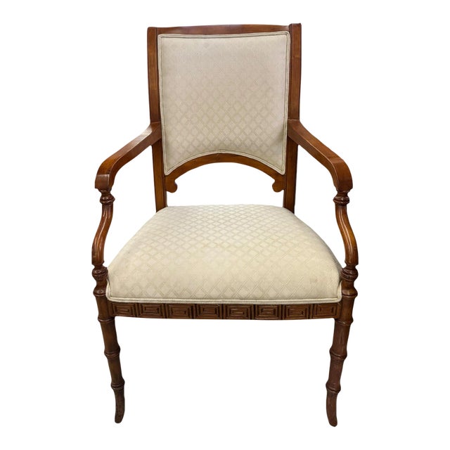 Vintage Regency Chair With Greek Key Design and Bamboo Legs For Sale