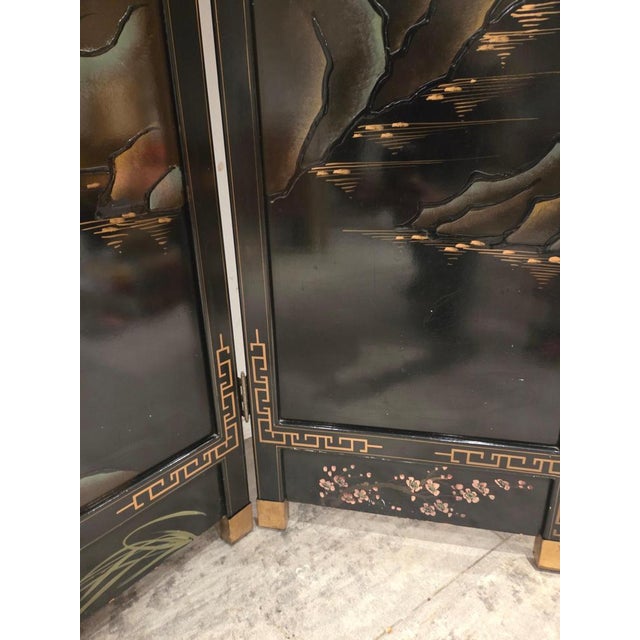 Brown Vintage Four-Panel Folding Screen, 1975 For Sale - Image 8 of 10