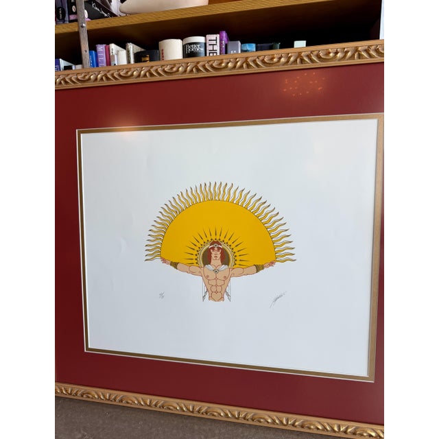 Art Deco Signed Stephan "Sun" Limited Edition Serigraph 69/75 Art Deco Revival Silkscreen 1980s For Sale - Image 3 of 18