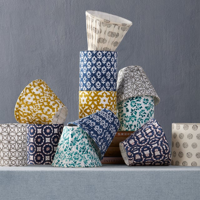 Not Yet Made - Made To Order Currey & Company Block Print Drum Chandelier Shade - Gold For Sale - Image 5 of 7