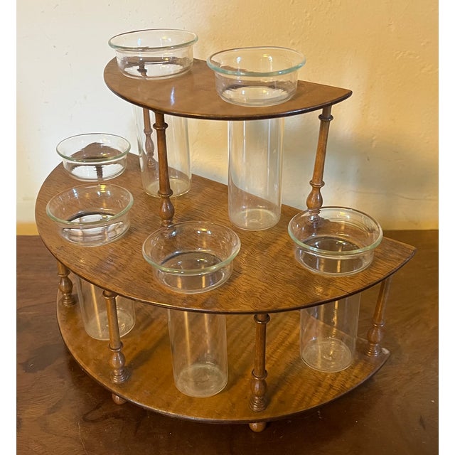 English Tiger Maple Two Tier Flower Holder Bud Vase Frog For Sale - Image 10 of 18