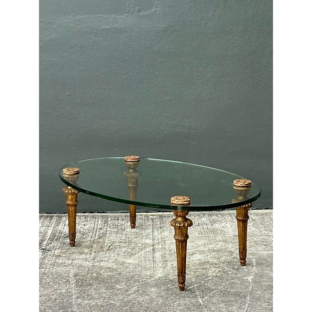 Vintage MCM Gilt Wood Coffee Table After Maison Jansen For Sale - Image 10 of 12