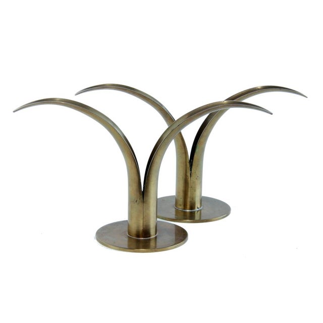 Brass Mid-Century Swedish Brass Candlesticks - a Pair For Sale - Image 8 of 8