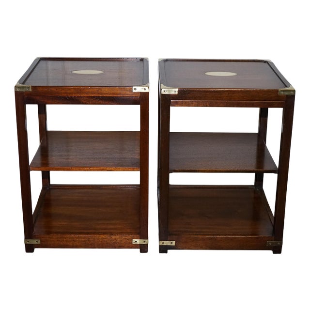 Vintage Military Campaign Brass Side Tables from Kennedy London, Set of 2 For Sale