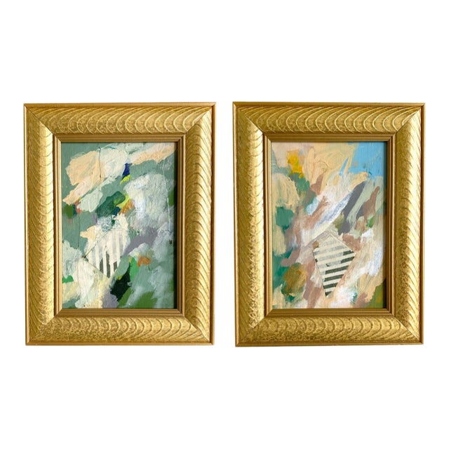 "Perfect Temperature" Pair of 2026 Framed Mini Paintings by Jessalin Beutler For Sale