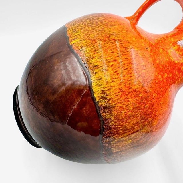 Orange Ceramic Ball Vase with Handle from Jasba, 1970s For Sale - Image 4 of 9