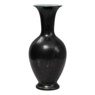 20th Century German Mid-Century Modern Black Ceramic Vase For Sale
