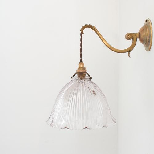 Vintage Reclaimed Glass Wall Light from Holophane, 1950s For Sale - Image 4 of 8