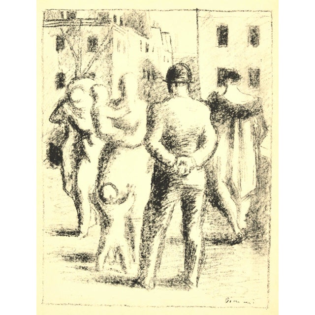 Walking Figures - Original Lithograph by W. Gimmi - Early 20th Century Early 20th Century For Sale