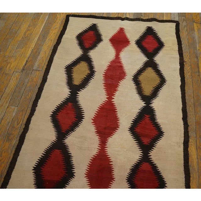 Textile 1930s White Geometric Antique American Navajo Rug 2' 10" X 6' 4" Flatweave Wool Carpet For Sale - Image 7 of 9