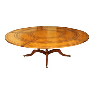 ​Georgian Style Maitland Smith Tooled Leather Round Perimeter Table For Sale