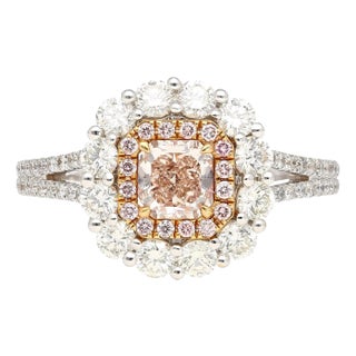 1.50 Carat Cushion Cut Fancy Pink Internally Flawless Gia Certified Diamond Ring For Sale