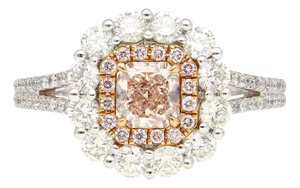 1.50 Carat Cushion Cut Fancy Pink Internally Flawless Gia Certified Diamond Ring